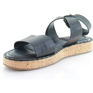 Franco Sarto Women's Flat Sandals Zarlo Black Leather Ankle Strap NEW 8 M
